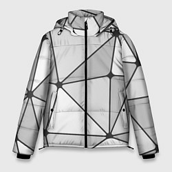 Куртка зимняя мужская Геометрические линии на сером фоне, цвет: 3D-светло-серый