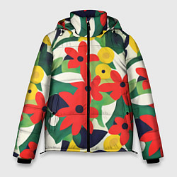 Мужская зимняя куртка Цветочный яркий паттерн
