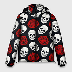 Куртка зимняя мужская Весёлые черепки и розы, цвет: 3D-светло-серый