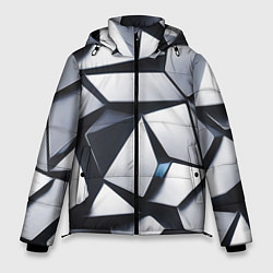 Куртка зимняя мужская Объемные кристаллы - паттерн, цвет: 3D-черный