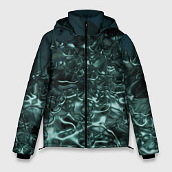 Куртка зимняя мужская Абстрактный голубой жидкий металл, цвет: 3D-светло-серый