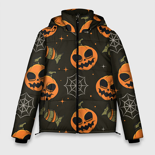 Мужская зимняя куртка Хэллоуин тыквы / 3D-Светло-серый – фото 1