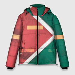 Мужская зимняя куртка Абстрактная красная и зелёная поверхность с линиям