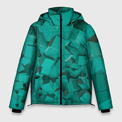 Мужская зимняя куртка Абстрактные сине-зелёные кубы