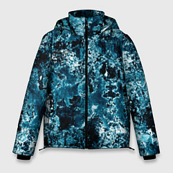 Мужская зимняя куртка Гранж - абстрактные синие разводы
