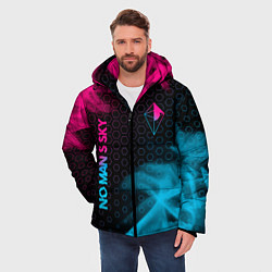 Куртка зимняя мужская No Mans Sky - neon gradient: надпись, символ, цвет: 3D-черный — фото 2