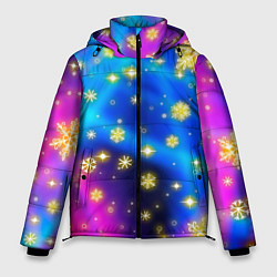 Мужская зимняя куртка Снежинки и звезды - яркие цвета