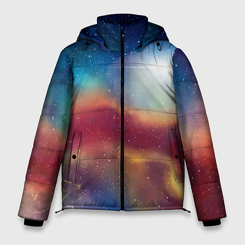 Мужская зимняя куртка Многогранное космическое пространство - яркая звез / 3D-Красный – фото 1