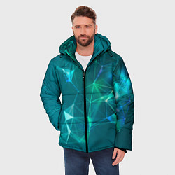 Куртка зимняя мужская Геометрическая конструкция на бирюзовом фоне, цвет: 3D-светло-серый — фото 2