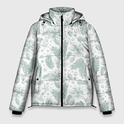 Куртка зимняя мужская Шишки и веточки - Новый год, цвет: 3D-светло-серый