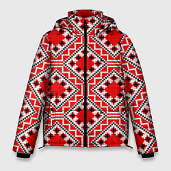 Куртка зимняя мужская Белорусская вышивка - орнамент, цвет: 3D-черный