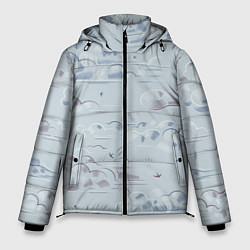 Куртка зимняя мужская Полёт птиц ласточек, цвет: 3D-светло-серый