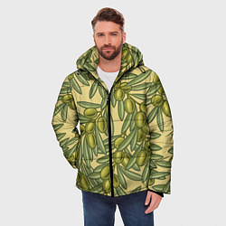 Куртка зимняя мужская Винтажные ветви оливок, цвет: 3D-черный — фото 2