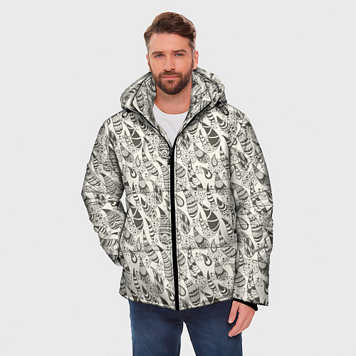 Мужская зимняя куртка Капля с этноузором / 3D-Черный – фото 3