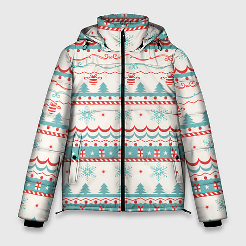 Мужская зимняя куртка Новогодний свитер, но без оленей / 3D-Красный – фото 1