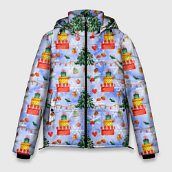Мужская зимняя куртка Новый год - елки и подарки