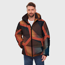 Куртка зимняя мужская Абстрактные шестигранные фигуры, цвет: 3D-светло-серый — фото 2