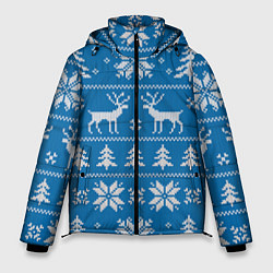 Мужская зимняя куртка Рождественский синий свитер с оленями