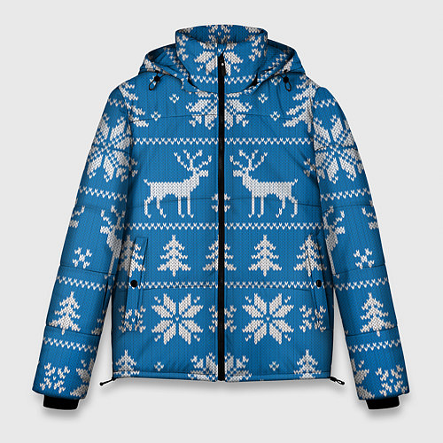 Мужская зимняя куртка Рождественский синий свитер с оленями / 3D-Красный – фото 1