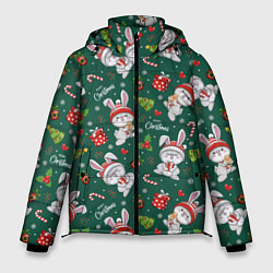 Куртка зимняя мужская Merry Christmas Rabbit 2023, цвет: 3D-черный