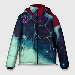 Куртка зимняя мужская Вода и краски - синие и красные, цвет: 3D-светло-серый