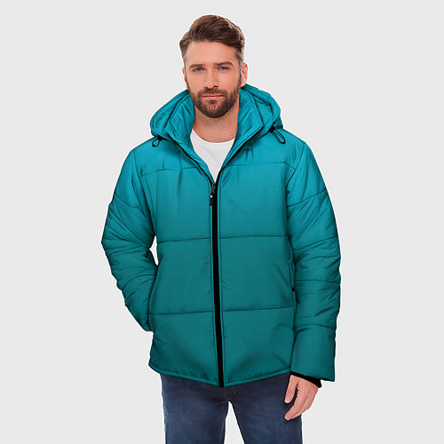 Мужская зимняя куртка Градиент бирюзовый / 3D-Черный – фото 3