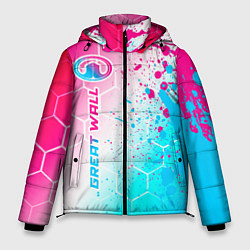 Куртка зимняя мужская Great Wall neon gradient style: по-вертикали, цвет: 3D-черный