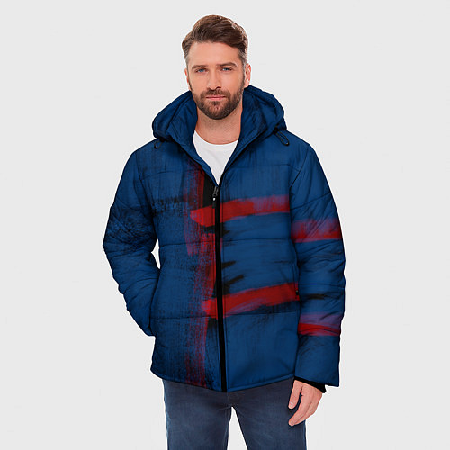 Мужская зимняя куртка Абстрактный сине-красный / 3D-Черный – фото 3