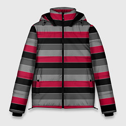 Мужская зимняя куртка Красно-черный полосатый современный узор