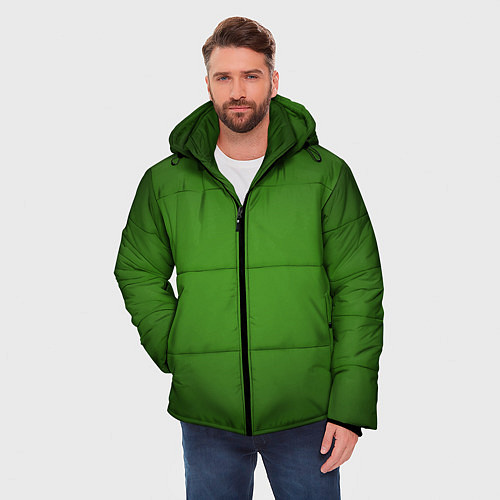 Мужская зимняя куртка Зеленый с затемняющей виньеткой / 3D-Черный – фото 3