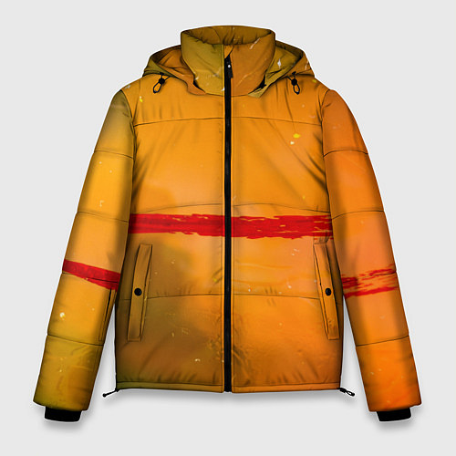 Мужская зимняя куртка Оранжевый туман и красная краска / 3D-Красный – фото 1