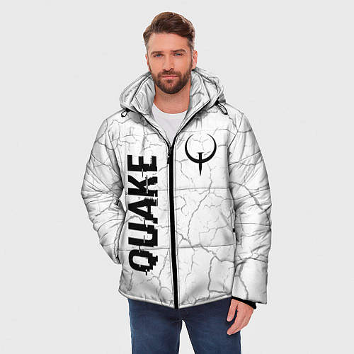 Мужская зимняя куртка Quake glitch на светлом фоне: надпись, символ / 3D-Черный – фото 3