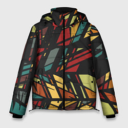 Мужская зимняя куртка Абстракция в разноцветных линиях