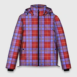 Мужская зимняя куртка Ткань Шотландка красно-синяя