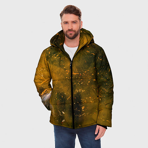Мужская зимняя куртка Чёрный туман и золотые краски / 3D-Черный – фото 3