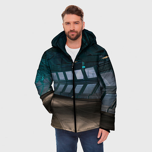 Мужская зимняя куртка Коридор космической станции / 3D-Черный – фото 3