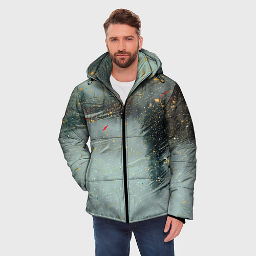 Мужская зимняя куртка Абстрактная зима и краски / 3D-Черный – фото 3