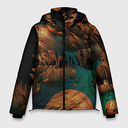 Куртка зимняя мужская Абстрактные планеты, цвет: 3D-красный