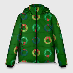 Мужская зимняя куртка Зеленые рождественские венки омелы