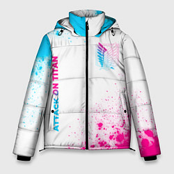 Куртка зимняя мужская Attack on Titan neon gradient style: надпись, симв, цвет: 3D-черный