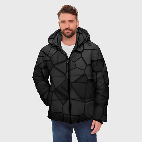 Мужская зимняя куртка Черные стальные плиты / 3D-Черный – фото 3