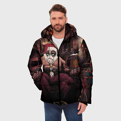 Мужская зимняя куртка Плохой Санта Кот / 3D-Черный – фото 3