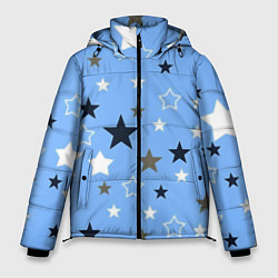 Куртка зимняя мужская Звёзды на голубом фоне, цвет: 3D-светло-серый