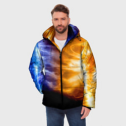 Куртка зимняя мужская Борьба двух стихий - лёд и пламя, цвет: 3D-черный — фото 2