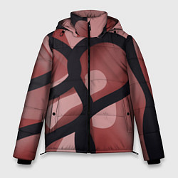 Мужская зимняя куртка Тёмные волнообразные линии на красном фоне