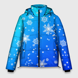 Мужская зимняя куртка Снежинки на голубом фоне