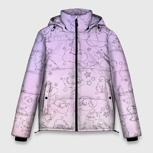 Мужская зимняя куртка Зайчики в облачках / 3D-Красный – фото 1