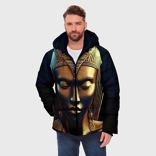 Мужская зимняя куртка Нейросеть - золотая статуя египетской царицы / 3D-Красный – фото 3