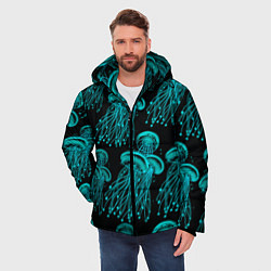 Куртка зимняя мужская Неоновые медузы, цвет: 3D-светло-серый — фото 2
