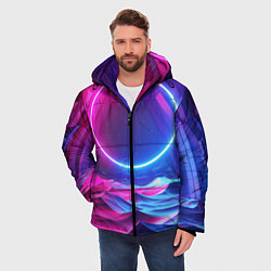 Куртка зимняя мужская Круг и разноцветные кристаллы - vaporwave, цвет: 3D-светло-серый — фото 2